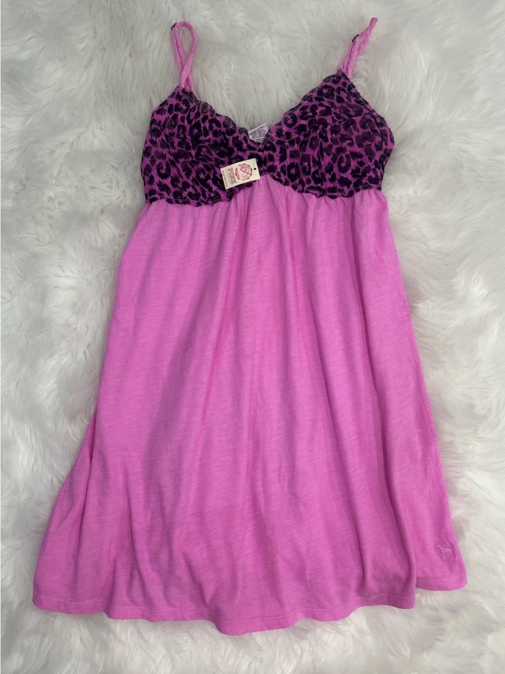 PINK Victoria's Secret Pink Chemise with Purple Leopard Bust